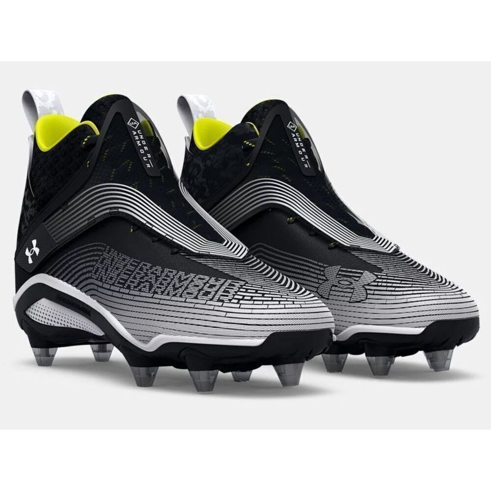 Under Armour Men's Size 13 Highlight Hammer MC Football Cleats Black Neon Yellow